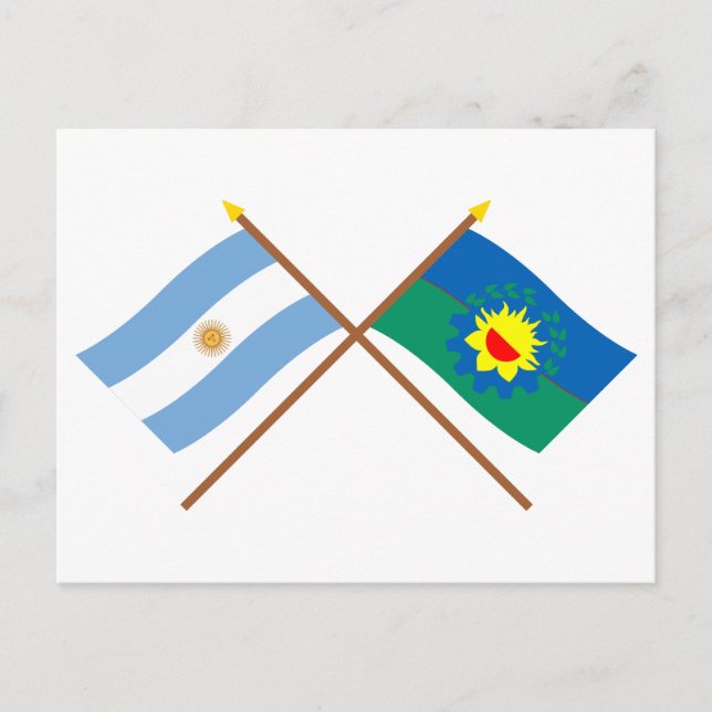 Postal Banderas cruzadas de Argentina y Buenos Aires (Anverso)