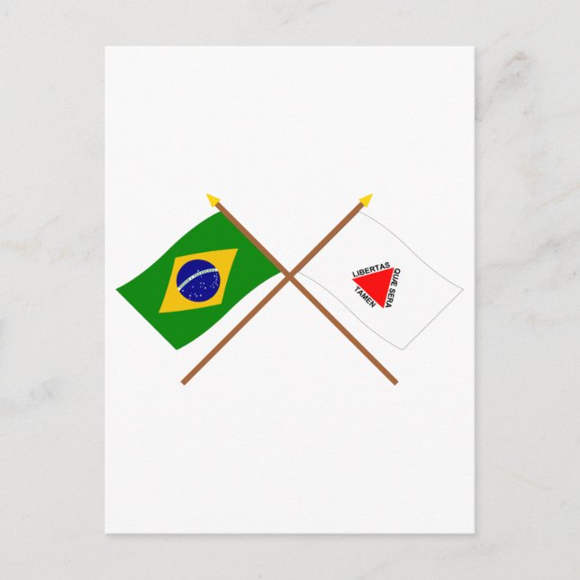 Postal Banderas cruzadas de Brasil y Minas Gerais (Anverso)