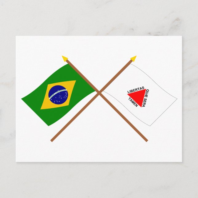 Postal Banderas cruzadas de Brasil y Minas Gerais (Anverso)