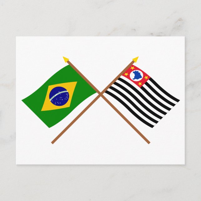 Postal Banderas cruzadas de Brasil y São Paulo (Anverso)
