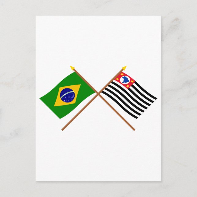 Postal Banderas cruzadas de Brasil y São Paulo (Anverso)