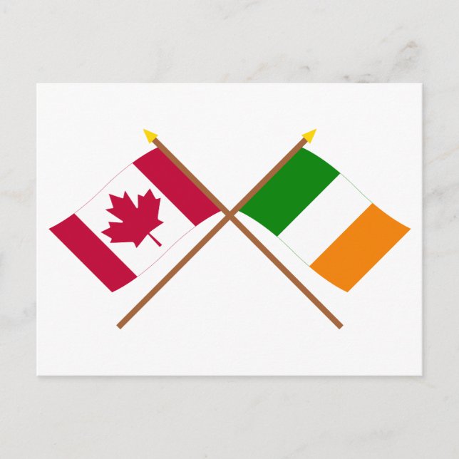 Postal Banderas cruzadas de Canadá e Irlanda (Anverso)
