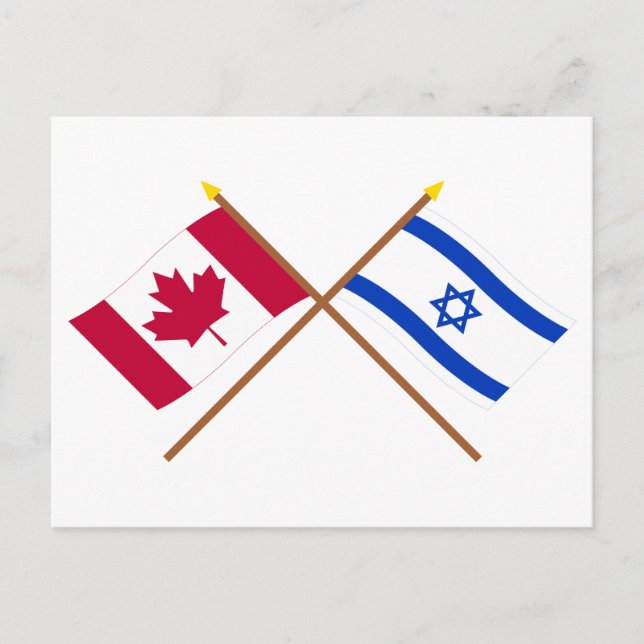 Postal Banderas cruzadas de Canadá e Israel (Anverso)