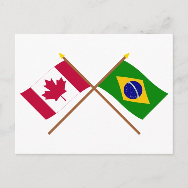 Postal Banderas cruzadas de Canadá y Brasil (Anverso)