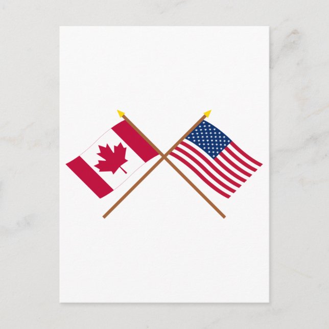 Postal Banderas cruzadas de Canadá y Estados Unidos (Anverso)