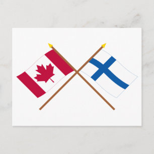 Postal Banderas cruzadas de Canadá y Finlandia