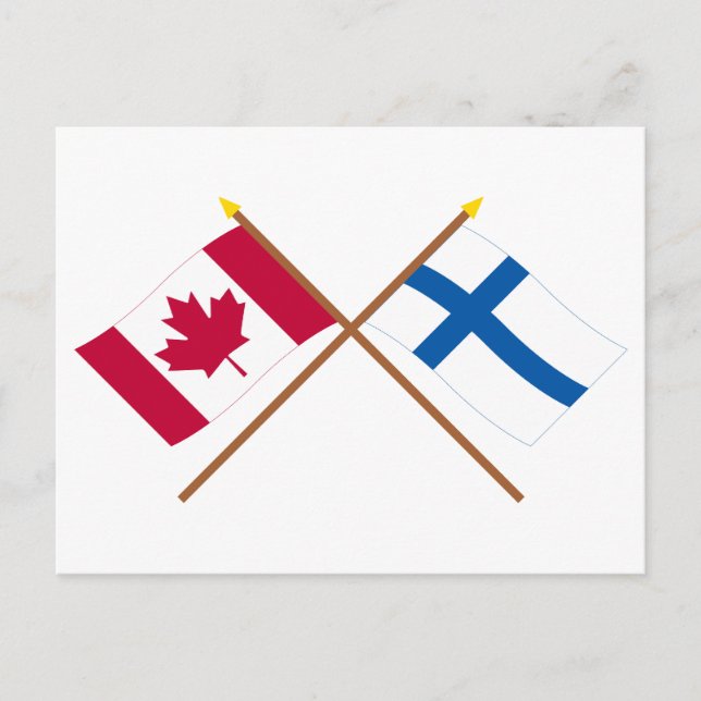 Postal Banderas cruzadas de Canadá y Finlandia (Anverso)