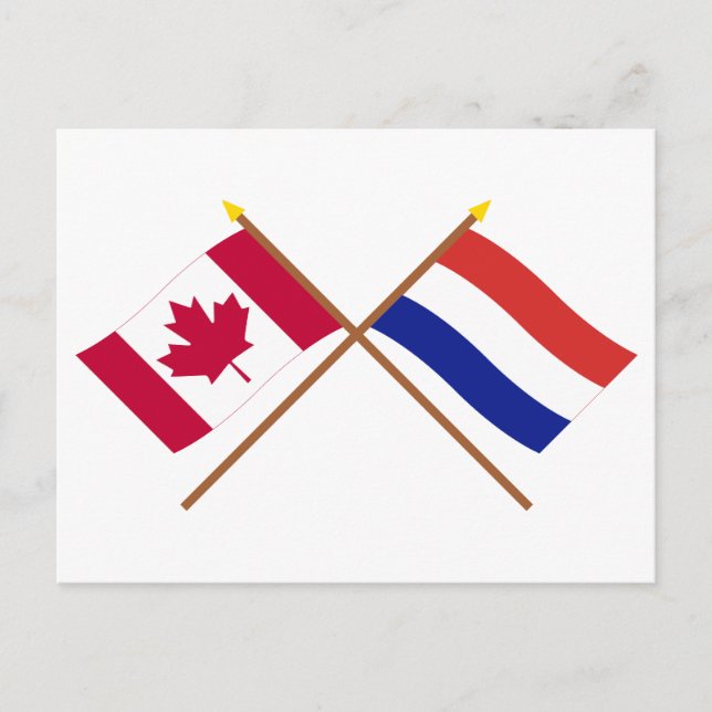 Postal Banderas cruzadas de Canadá y Holanda (Anverso)