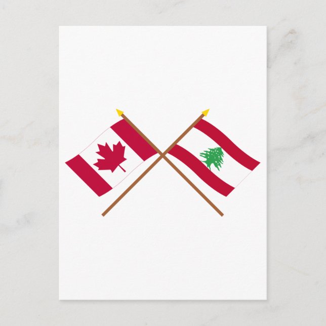 Postal Banderas cruzadas de Canadá y Líbano (Anverso)