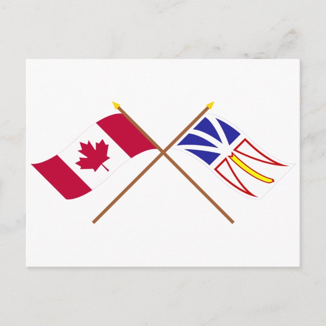 Postal Banderas cruzadas de Canadá y Terranova (Anverso)