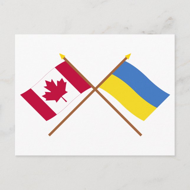 Postal Banderas cruzadas de Canadá y Ucrania (Anverso)