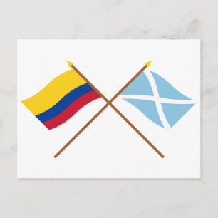 Postal Banderas cruzadas de Colombia y San Andrés y Provi