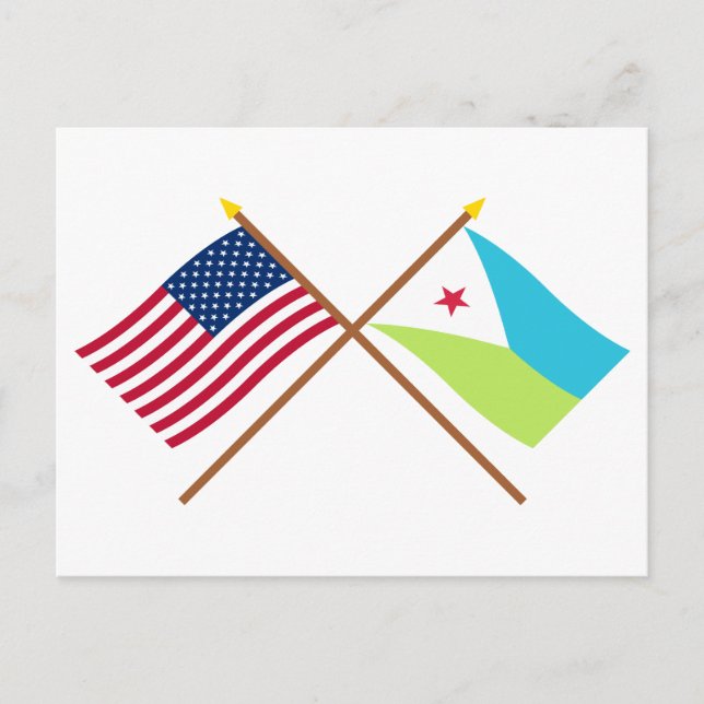 Postal Banderas cruzadas de EEUU y Yibuti (Anverso)