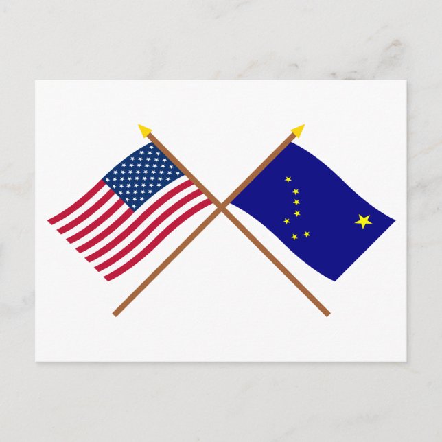 Postal Banderas cruzadas de Estados Unidos y Alaska (Anverso)