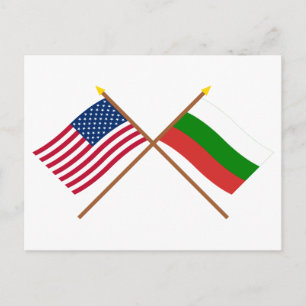 Postal Banderas cruzadas de Estados Unidos y Bulgaria