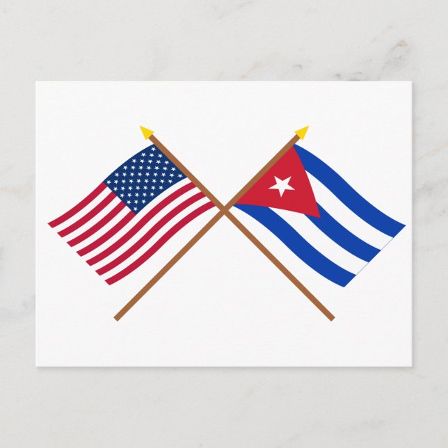 Postal Banderas cruzadas de Estados Unidos y Cuba (Anverso)