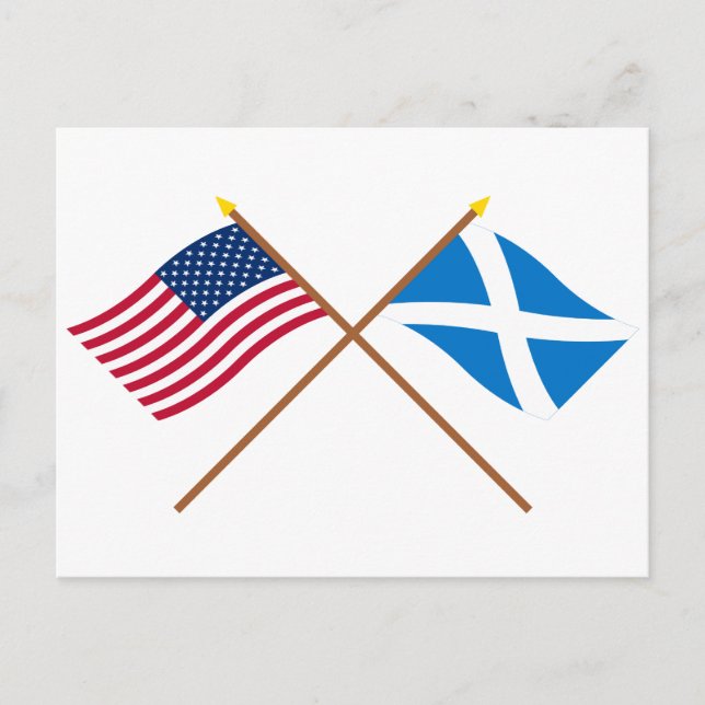 Postal Banderas cruzadas de Estados Unidos y Escocia (Cru (Anverso)