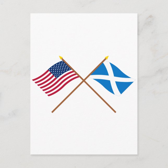 Postal Banderas cruzadas de Estados Unidos y Escocia (Cru (Anverso)