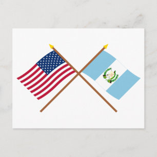 Postal Banderas cruzadas de Estados Unidos y Guatemala