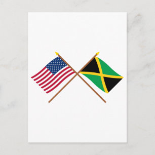 Postal Banderas cruzadas de Estados Unidos y Jamaica