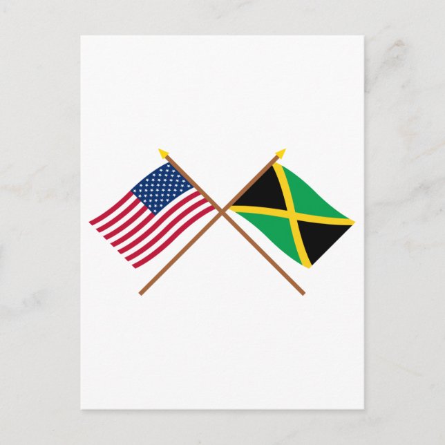 Postal Banderas cruzadas de Estados Unidos y Jamaica (Anverso)