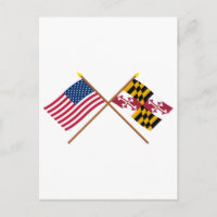 Banderas cruzadas de Estados Unidos y Maryland