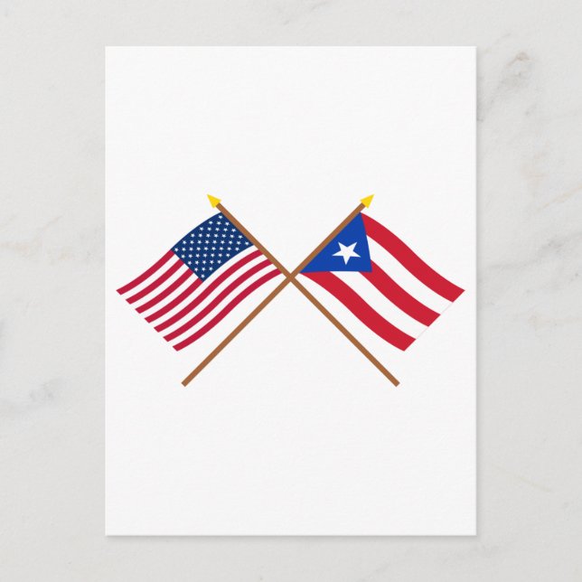 Postal Banderas cruzadas de Estados Unidos y Puerto Rico (Anverso)