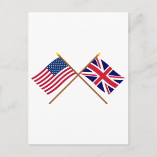 Postal Banderas cruzadas de Estados Unidos y Reino Unido