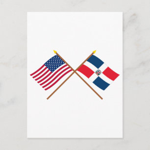 Postal Banderas cruzadas de Estados Unidos y República Do