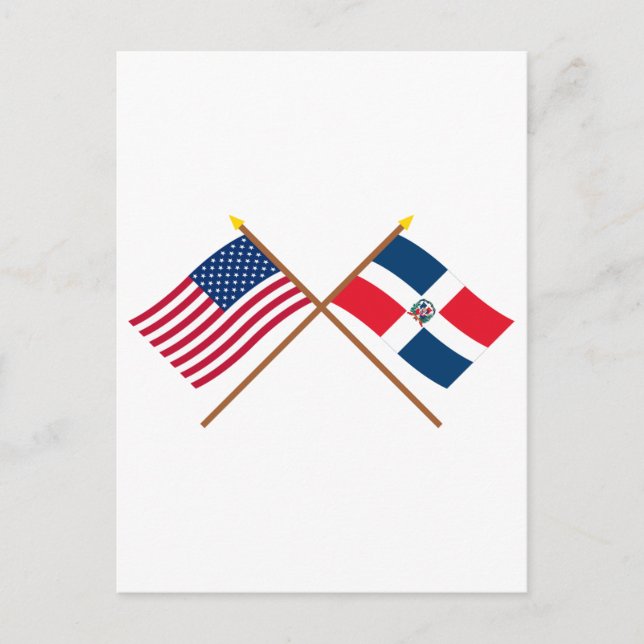 Postal Banderas cruzadas de Estados Unidos y República Do (Anverso)