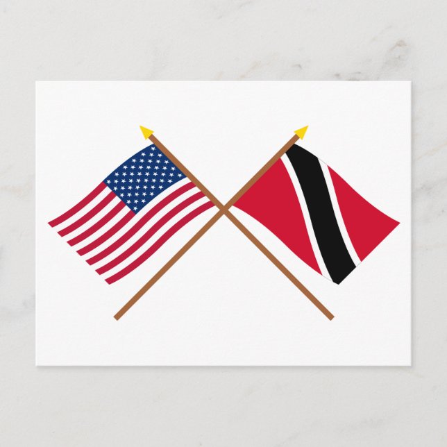 Postal Banderas cruzadas de Estados Unidos y Trinidad y T (Anverso)