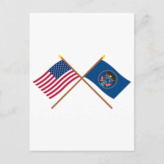 Postal Banderas cruzadas de Estados Unidos y Utah (Anverso)