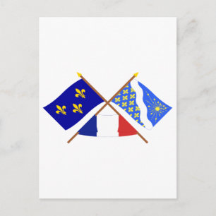 Postal Banderas cruzadas de Île-de-France y Essonne