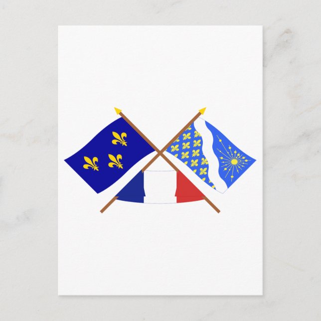 Postal Banderas cruzadas de Île-de-France y Essonne (Anverso)