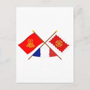 Postal Banderas cruzadas de Languedoc-Rosellón y Aude