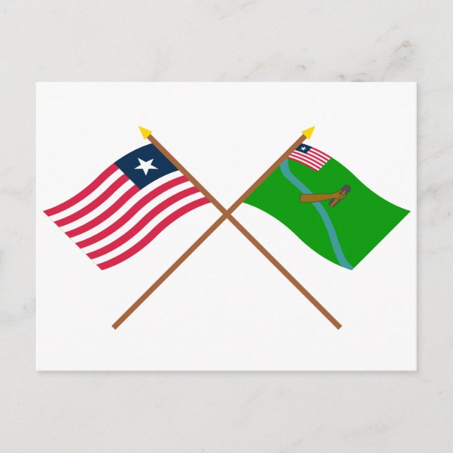 Postal Banderas cruzadas de Liberia y del condado de Lofa (Anverso)