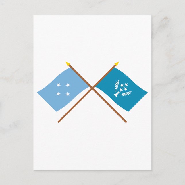 Postal Banderas cruzadas de Micronesia y Kosrae (Anverso)