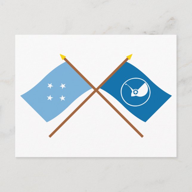 Postal Banderas cruzadas de Micronesia y Yap (Anverso)