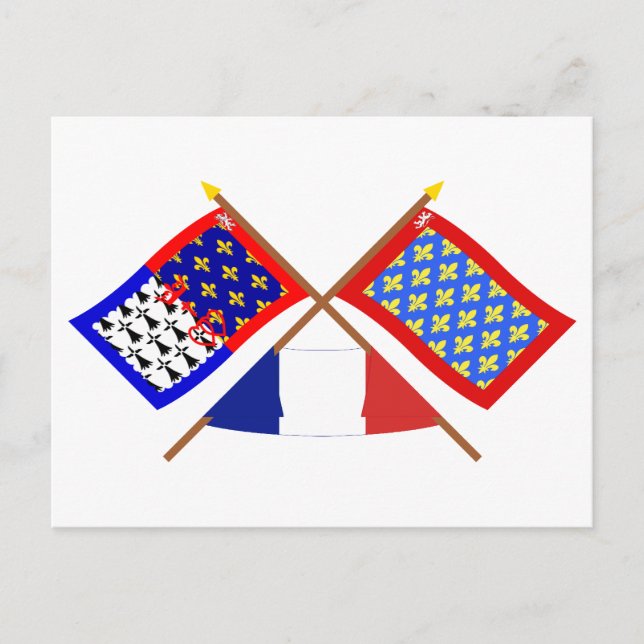 Postal Banderas cruzadas de Pays-de-la-Loire y Sarthe (Anverso)