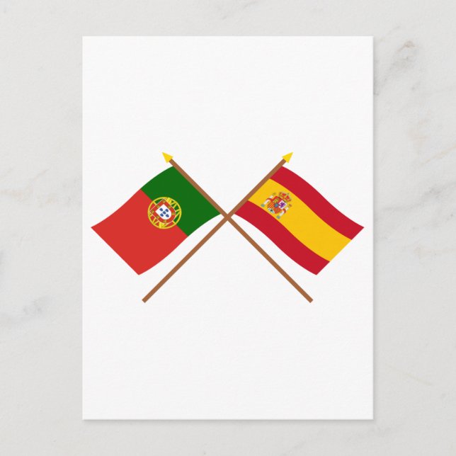 Postal Banderas cruzadas de Portugal y España (Anverso)