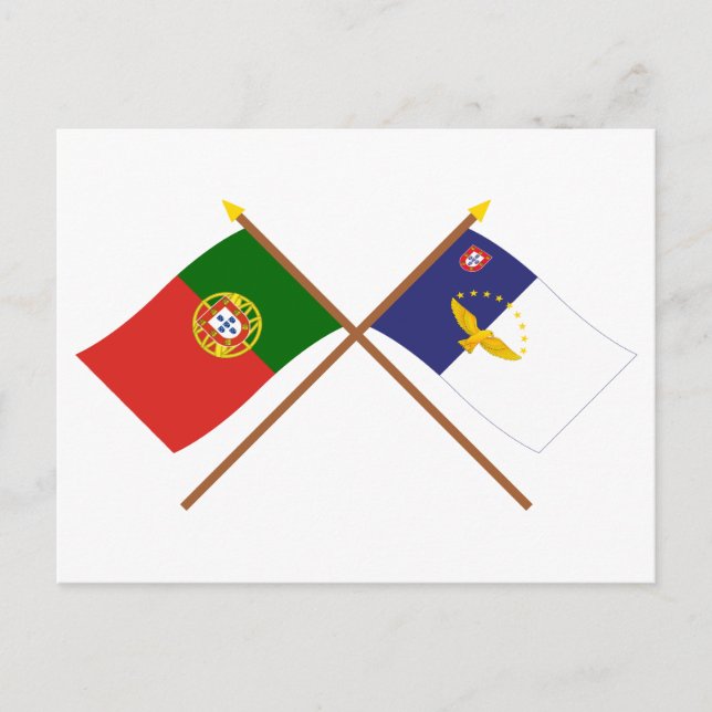 Postal Banderas cruzadas de Portugal y las Azores (Anverso)