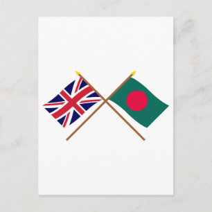Postal Banderas cruzadas de Reino Unido y Bangladesh