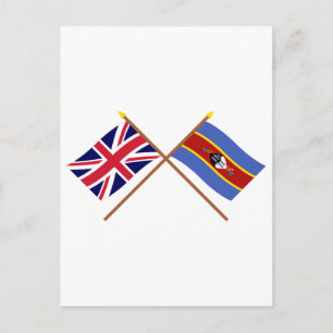 Postal Banderas cruzadas de Reino Unido y Suazilandia