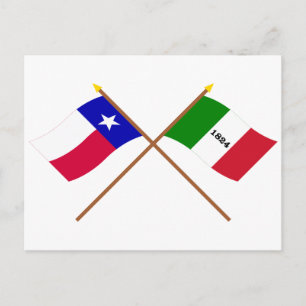 Postal Banderas cruzadas de Texas y Álamo