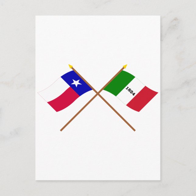 Postal Banderas cruzadas de Texas y Álamo (Anverso)