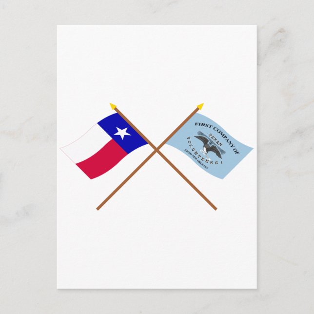 Postal Banderas cruzadas de Texas y Nueva Orleans grises (Anverso)