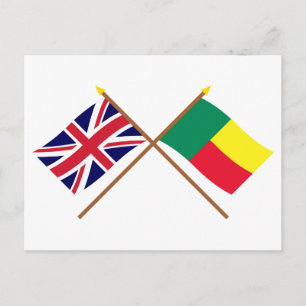 Postal Banderas cruzadas del Reino Unido y Benín