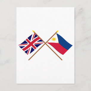 Postal Banderas cruzadas del Reino Unido y Filipinas