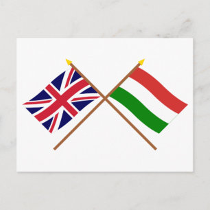 Postal Banderas cruzadas del Reino Unido y Hungría
