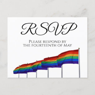 Postal Banderas de arcoiris Boda del Orgullo Gay RSVP